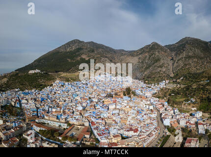 Aerial view of blue city Chefchaouen Stock Photo
