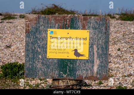 Warning / closure sign - Pagham Harbour, West Sussex, UK. Stock Photo