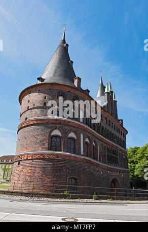 the holsten gate or holstentor in Luebeck old town, germany, schleswig-holstein Stock Photo