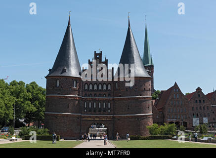 the holsten gate or holstentor in Luebeck old town, germany, schleswig-holstein Stock Photo