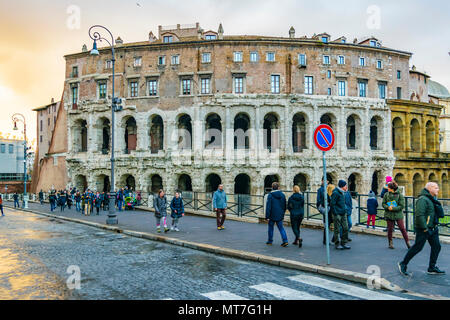 ROME, ITALY, JANUARY - 2018 - Exterior view of ancient roman marcellus theater building at winter season time. Stock Photo
