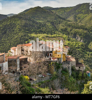Medieval hill town of Tortora, Alto Tirreno Cosentino, Pollino National Park, Southern Apennines, Calabria, Italy Stock Photo