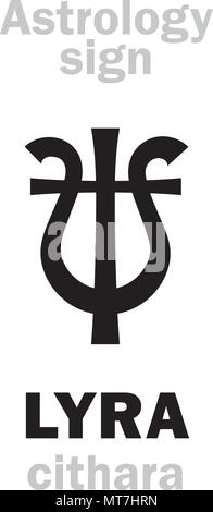 Astrology Alphabet: LYRA (cithara/guitare), celestial constellation. Hieroglyphics character sign (single symbol). Stock Vector
