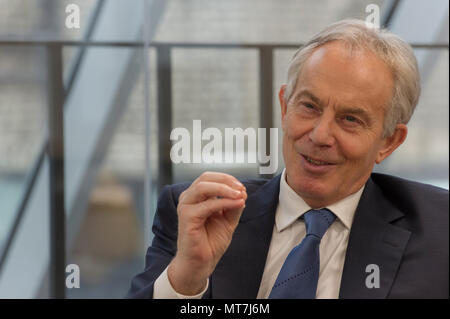 The Right Honourable Tony Blair in conversation in his office at the Tony Blair Institute for Global Change in central London Stock Photo