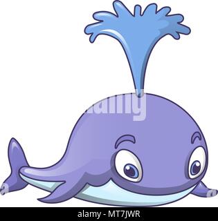 Splash water whale icon, cartoon style Stock Vector