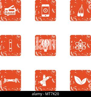 Plastic icons set, grunge style Stock Vector