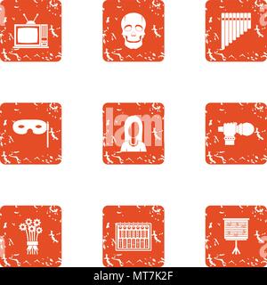Netmask icons set, grunge style Stock Vector