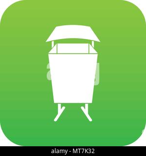 Litter waste bin icon digital green Stock Vector