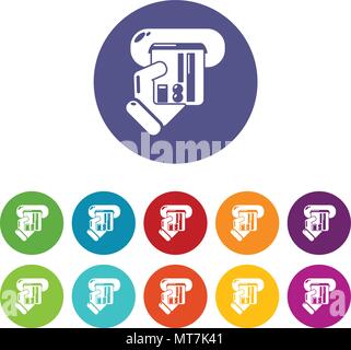 Inserting credit card icons set vector color Stock Vector
