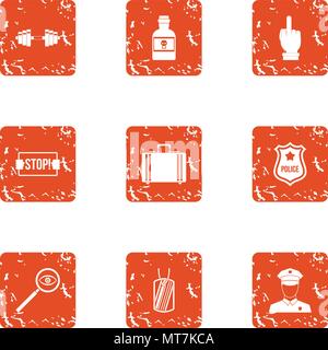 Procession icons set, grunge style Stock Vector