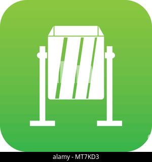 Metal dust bin icon digital green Stock Vector