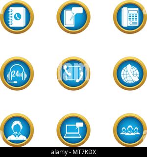 New team icons set, flat style Stock Vector