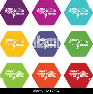 Smart media icons set 9 vector Stock Vector