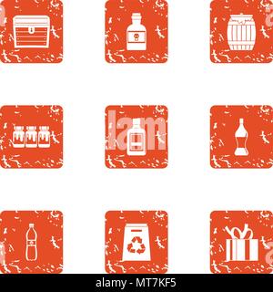 Dyestuff icons set, grunge style Stock Vector
