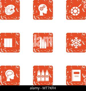 Dye icons set, grunge style Stock Vector