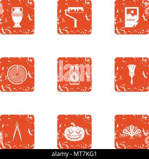 Engineering paint icons set, grunge style Stock Vector