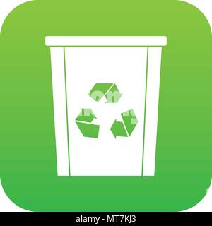 Trash bin with recycle symbol icon digital green Stock Vector