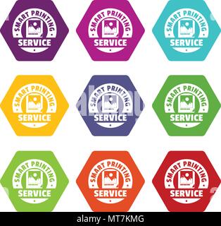 Smart printing service icons set 9 vector Stock Vector