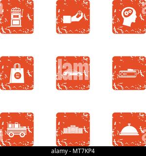 Basketful icons set, grunge style Stock Vector