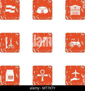 Upkeep icons set, grunge style Stock Vector