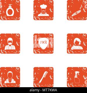 Actor icons set, grunge style Stock Vector