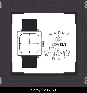 happy fathers day card with wristwatch Stock Vector