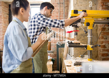 Two Carpenters Working with Wood Stock Photo