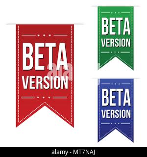 Beta version banner design set on white background, vector illustration Stock Vector