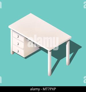 Isometric office table. Modern workplace vector illustration Stock Vector