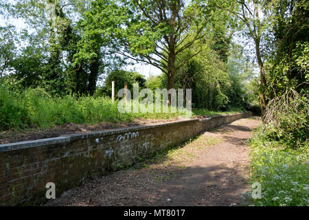 Hellesdon platform, on the old Midland and Great Northern railway, now on Marriott's Way long-distance footpath / cycleway Stock Photo