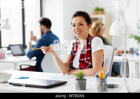 creative woman working on user interface at office Stock Photo