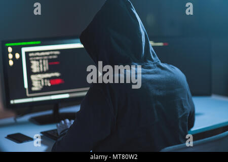 hacker using computer virus for cyber attack Stock Photo