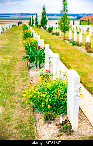 The Pozières Memorial and Pozieres British Cemetery in the Somme, France Stock Photo