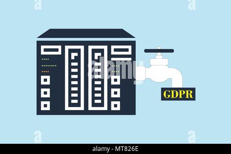 GDPR serving as filter against data leaks from server. Simple icon Stock Vector