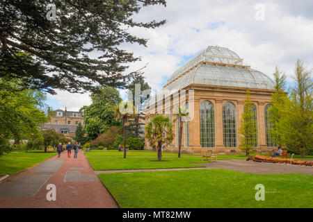 The Victorian Tropical Palm House, the oldest glasshouse at the Royal Botanic Gardens, a public park in Edinburgh, Scotland, UK. Stock Photo