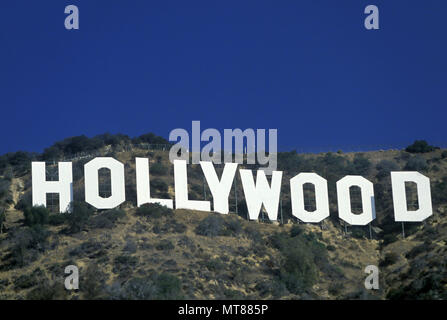 1990 HISTORICAL HOLLYWOOD SIGN (©THOMAS FISK GOFF 1978) MOUNT LEE HOLLYWOOD HILLS BEACHWOOD CANYON LOS ANGELES CALIFORNIA USA Stock Photo