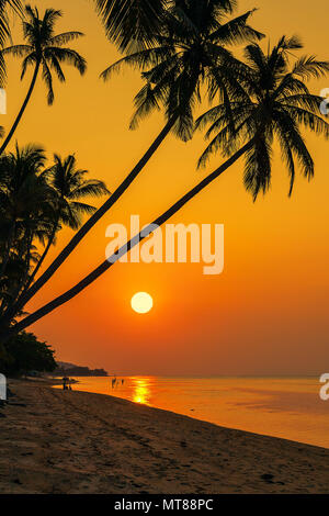 Sunset on the beach of Bang Por on Koh Samui in Thailand