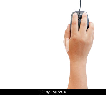 computer mouse in hand isolated on white background (with clipping path ...