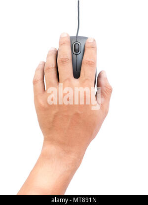 hand with computer mouse on a white background Stock Photo