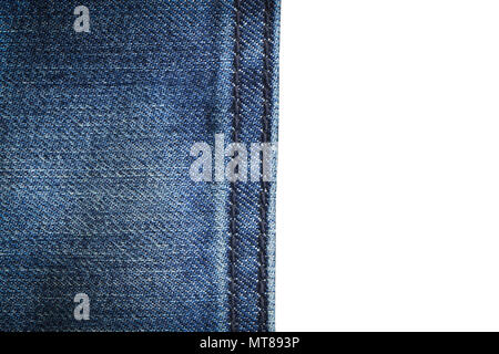 Close up blue jeans texture background isolated with space use for texts display Stock Photo