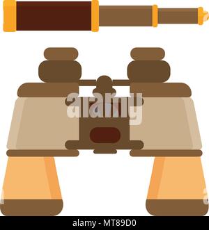 Classic Binocular Line Icon Stock Vector