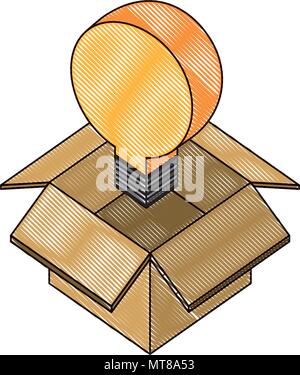 box carton with bulb isometric icon Stock Vector