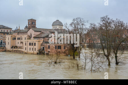 Tiber food near Tiberina Island, Rome. Stock Photo