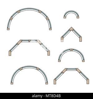 Blueprint with a set of different oriel Stock Vector