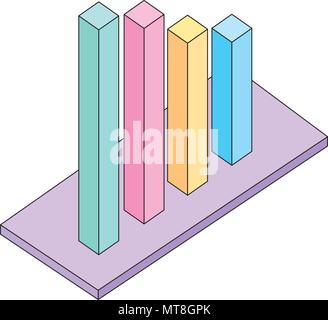 business statistics bar graph isometric Stock Vector