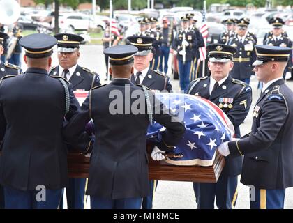 Army Sgt. Edward Saunders, 27, of Baltimore, accounted for on Dec. 2, 2016, was buried June 7, 2017 in Arlington National Cemetery, near Washington, D.C.  In February 1951, Saunders was a member of Company K, 3rd Battalion, 9th Infantry Regiment, 2nd Infantry Division. His unit was attached to the Republic of Korea Army’s 16th Regiment to provide support during a planned offensive, when they were attacked by the Chinese People’s Volunteer Force (CPVF) on the night of February 11 and 12.  Both units retreated east, joining U.S. units at Saemal, South Korea.  The regiment continued to fight the  Stock Photo