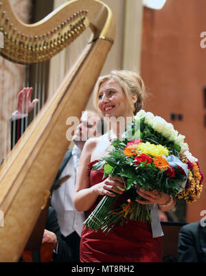 Harpist Jana Bouskova & PKF - Prague Philharmonia under the baton of Zbynek Muller perform during concert within the Prague Spring international music festival in Prague, Czech Republic, May 26, 2018. (CTK Photo/Michala Rihova)