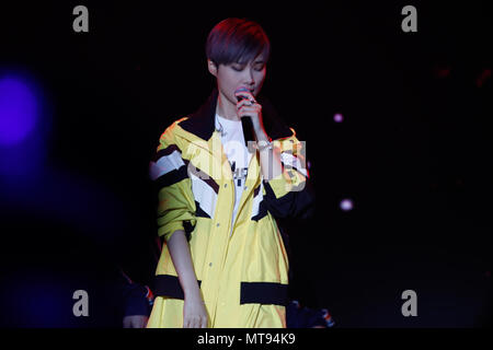 Chengdu, Chengdu, China. 29th May, 2018. Chengdu, CHINA-29th May 2018: Chinese singer Chris Lee Yuchun performs at a concert in Chengdu, southwest China's Sichuan Province. Li Yuchun, also known as Chris Lee, is a Chinese singer, songwriter, and actress. She debuted her singing career by winning the champion at the Chinese singing contest Super Girl in 2005. Credit: SIPA Asia/ZUMA Wire/Alamy Live News Stock Photo