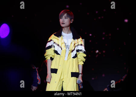 Chengdu, Chengdu, China. 29th May, 2018. Chengdu, CHINA-29th May 2018: Chinese singer Chris Lee Yuchun performs at a concert in Chengdu, southwest China's Sichuan Province. Li Yuchun, also known as Chris Lee, is a Chinese singer, songwriter, and actress. She debuted her singing career by winning the champion at the Chinese singing contest Super Girl in 2005. Credit: SIPA Asia/ZUMA Wire/Alamy Live News Stock Photo