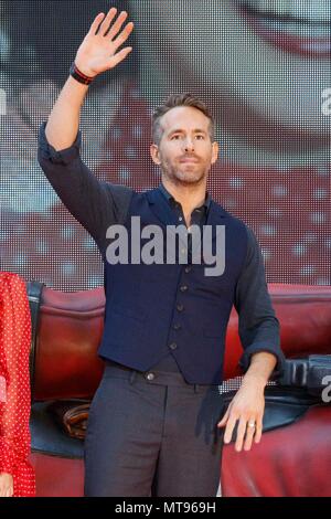 Tokyo, Japan. May 29, 2018, Canadian actor Ryan Reynolds attends the Japan Premiere for his film Deadpool 2 on May 29, 2018, The second installment of the Marvel hit movie will be released in Japan on June 1st. Credit: Rodrigo Reyes Marin/AFLO/Alamy Live News Stock Photo